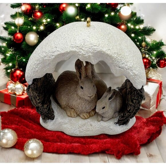 Hallmark Keepsake Snowshoe Rabbits in Winter Christmas Ornament Mark Newman 1997 - Picture 1 of 8